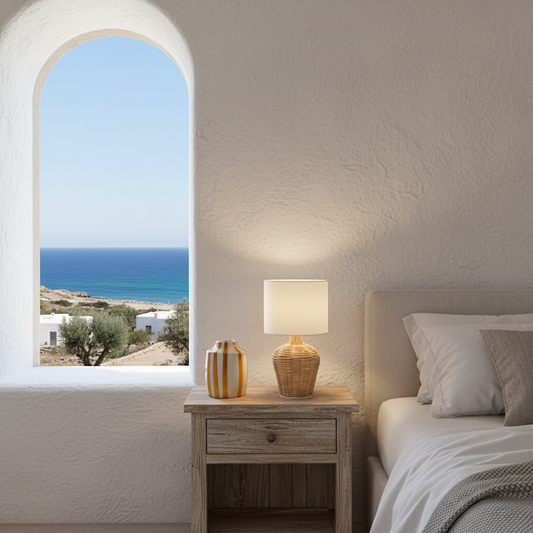 Lámpara Tejida Base Vasija 32cm Lampara de mesa y escritorio Frank Home Chile