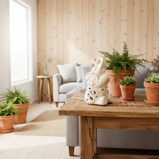 Lámpara de Mesa Cerámica Esmaltada Elefante Lampara de mesa Frank Home Chile