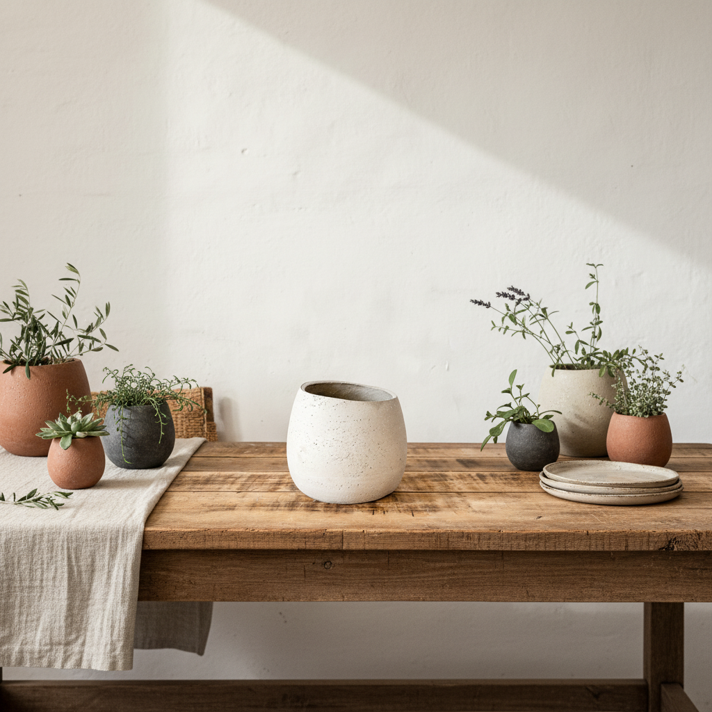 Porta Macetero Textura Piedra 13cm - Diseño Orgánico Irregular Porta Macetero Frank Home Chile