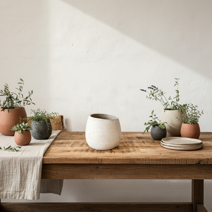 Porta Macetero Textura Piedra 13cm - Diseño Orgánico Irregular Porta Macetero Frank Home Chile