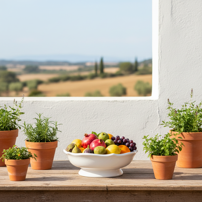 Frutera Cerámica Esmaltada Blanca Provenzal 26cm Frutera Frank Home Chile