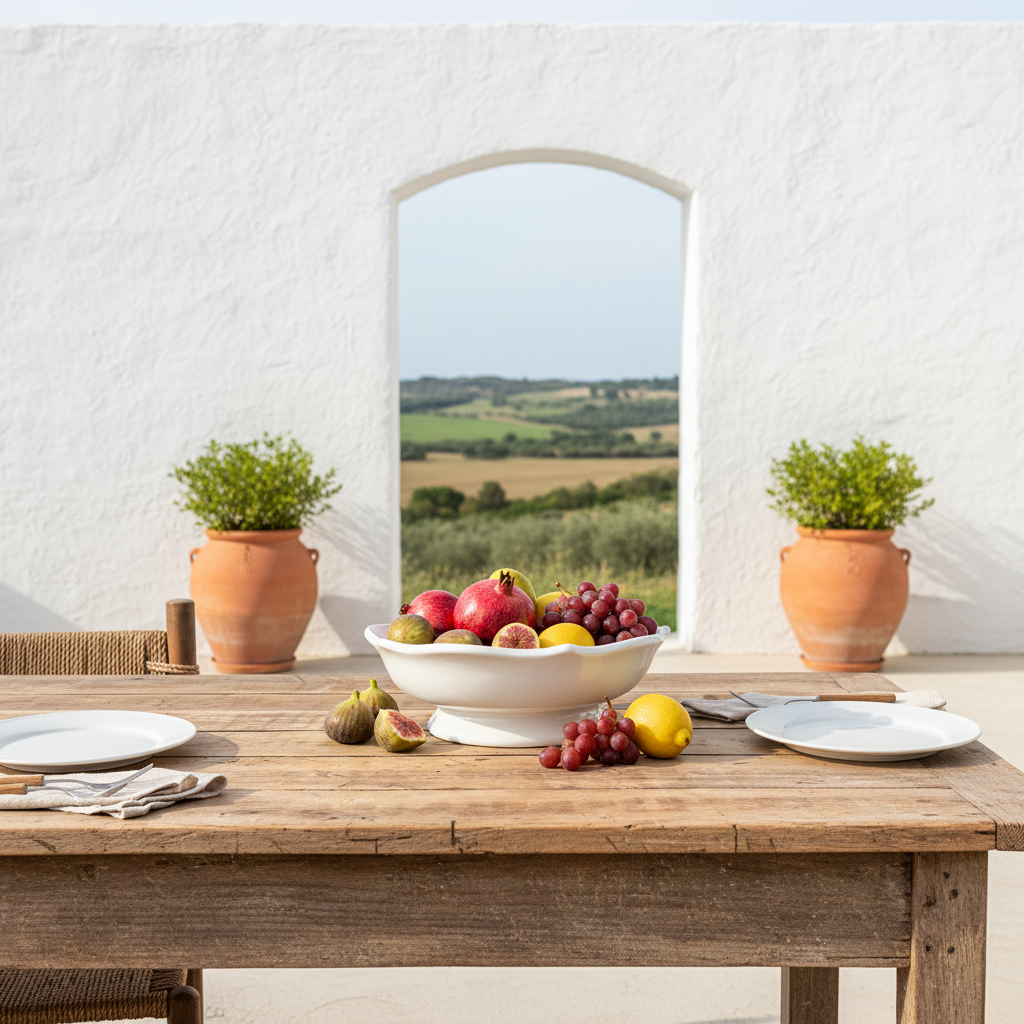 Frutera Cerámica Esmaltada Blanca Provenzal 26cm Frutera Frank Home Chile