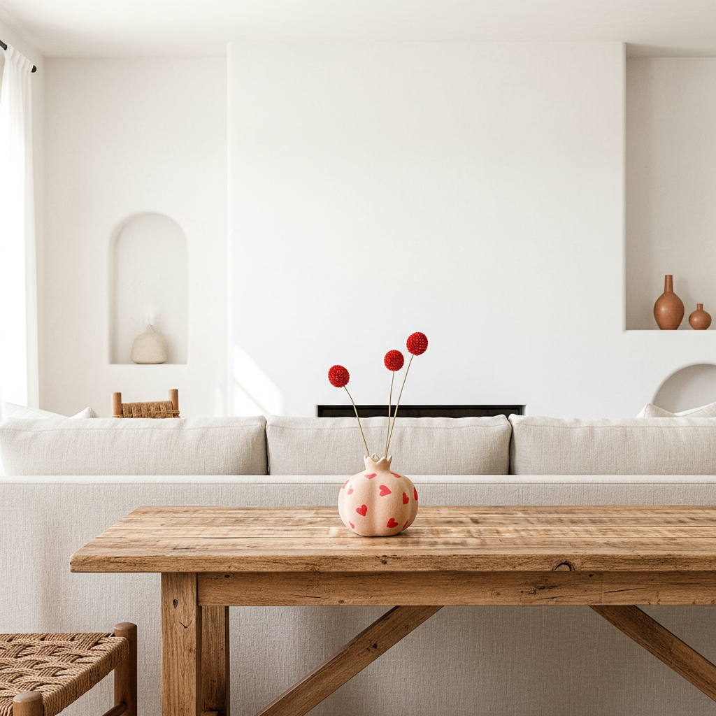 Florero Granada Cerámica Texturada Diseño Corazones Florero Frank Home Chile