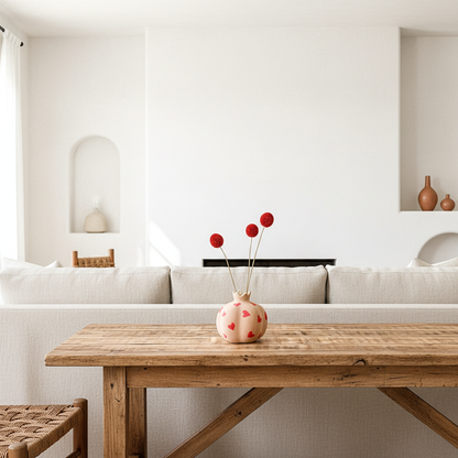 Florero Granada Cerámica Texturada Diseño Corazones Florero Frank Home Chile