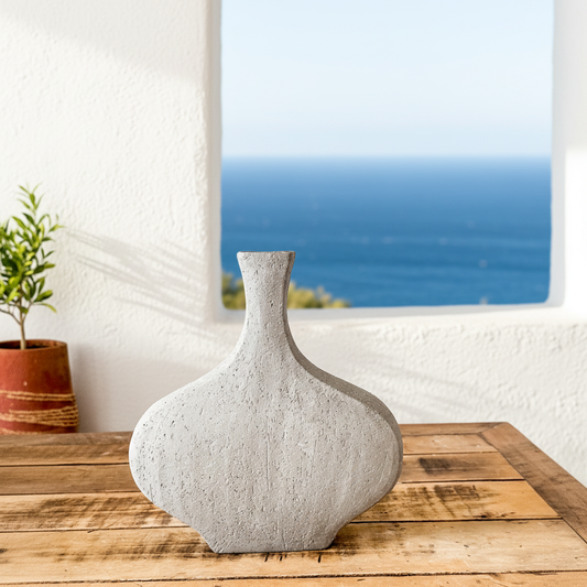 Florero Ánfora Cerámica Rústico Gris - Diseño Artesanal Florero Frank Home Chile