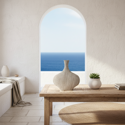 Florero Ánfora Cerámica Rústico Gris - Diseño Artesanal Florero Frank Home Chile