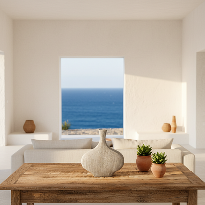 Florero Ánfora Cerámica Rústico Gris - Diseño Artesanal Florero Frank Home Chile