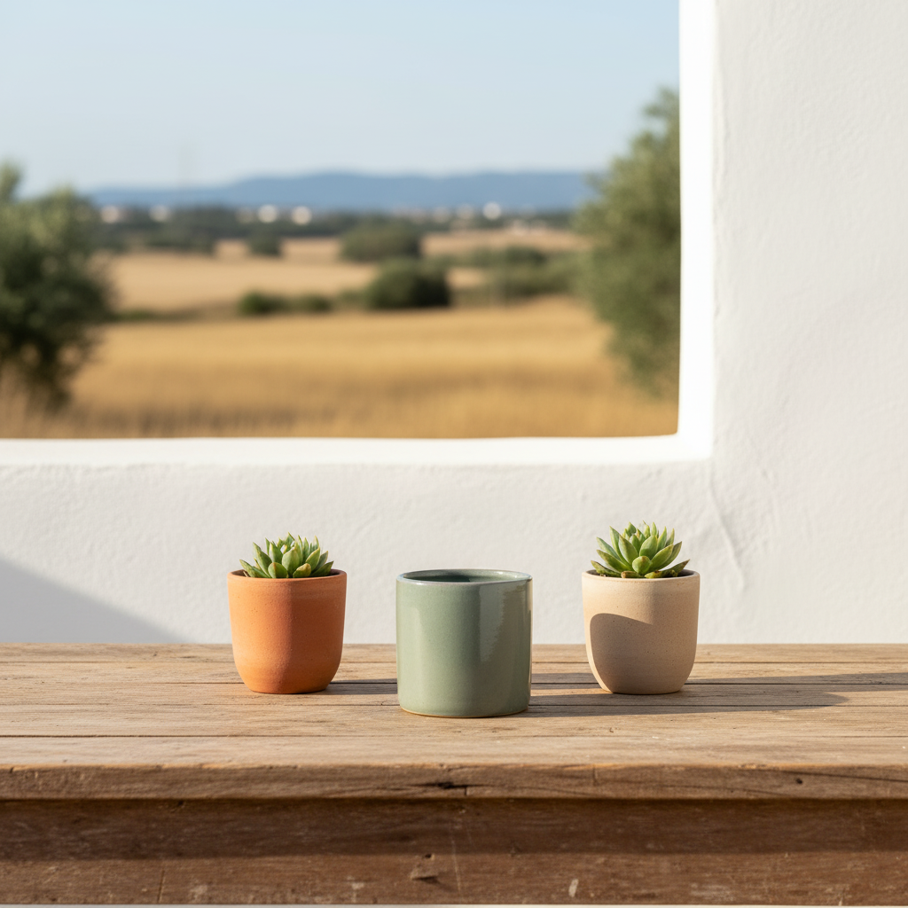 Macetero Cerámica Esmaltada Verde Militar 10cm Macetero Frank Home Chile