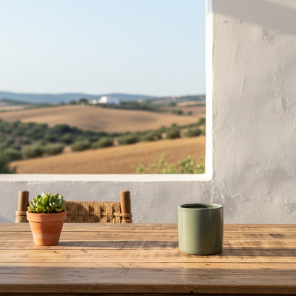 Macetero Cerámica Esmaltada Verde Militar 10cm Macetero Frank Home Chile