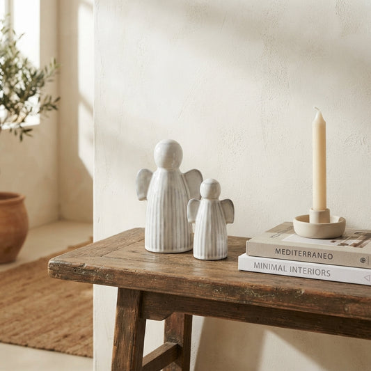 Set 2 Ángeles Cerámica Esmaltada Adorno Frank Home Chile