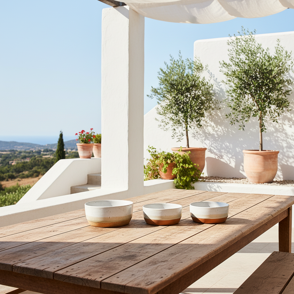 Set 3 Bowls Cerámica Rústica Bicolor - Diseño Artesanal Bowl Frank Home Chile