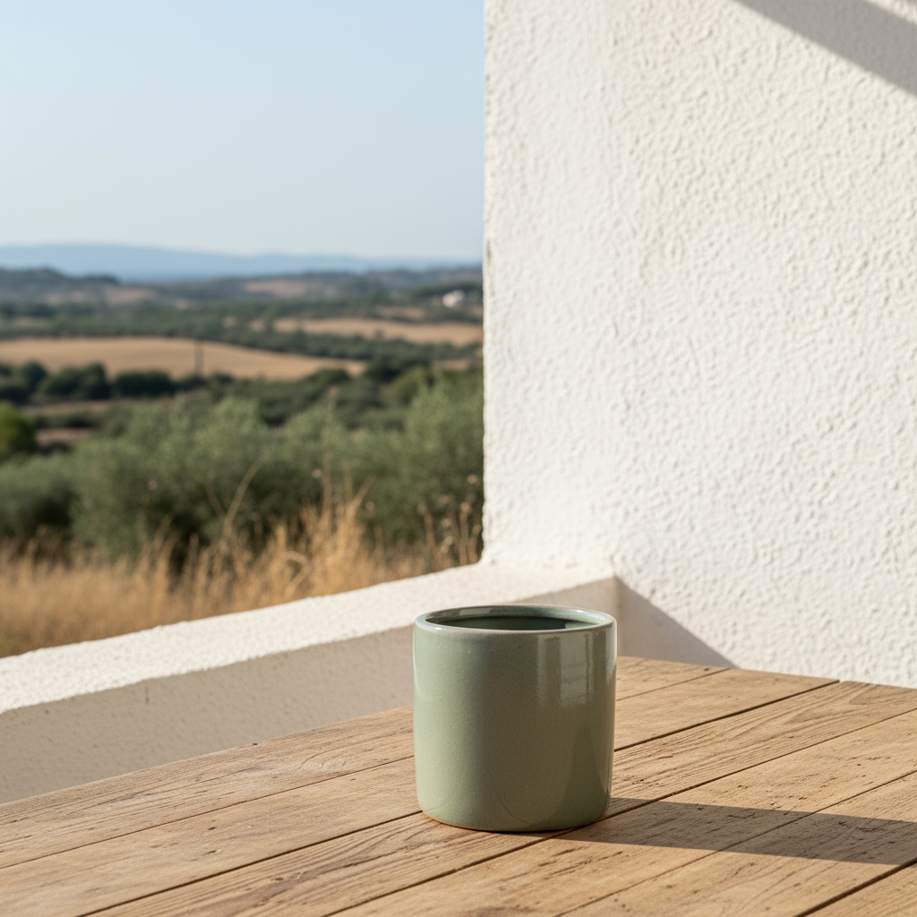 Macetero Cerámica Esmaltada Verde Militar 10cm Macetero Frank Home Chile