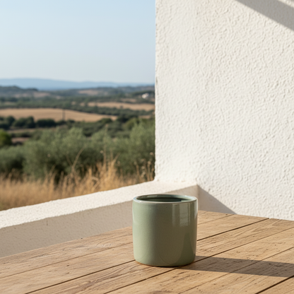 Macetero Cerámica Esmaltada Verde Militar 10cm Macetero Frank Home Chile
