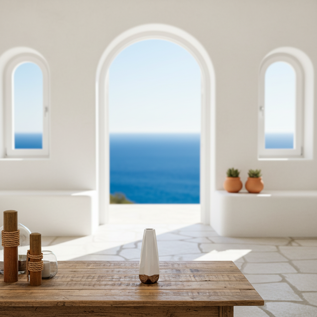 Florero Geométrico Cerámica Blanco Base Plata - Diseño Moderno Florero Frank Home Chile