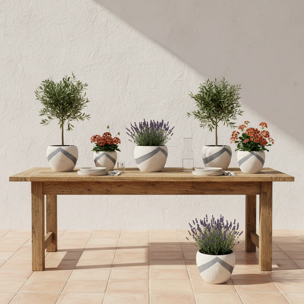 Porta Macetero Cerámica Texturado Bicolor 15cm - Diseño Artesanal Porta Macetero Frank Home Chile