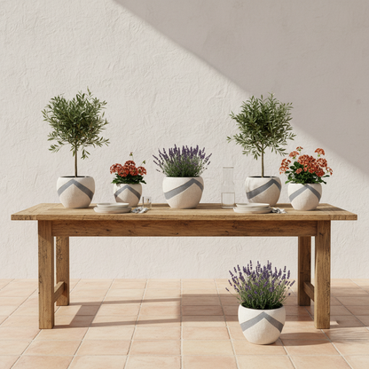 Porta Macetero Cerámica Texturado Bicolor 15cm - Diseño Artesanal Porta Macetero Frank Home Chile