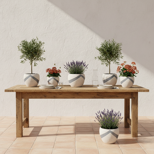 Porta Macetero Cerámica Texturado Bicolor 15cm - Diseño Artesanal Porta Macetero Frank Home Chile