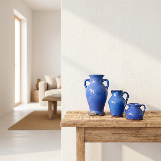 Jarrón Vasija Cerámica Esmaltada Asas Jarrón Frank Home Chile