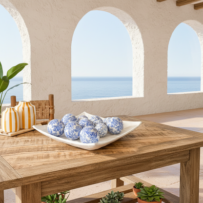 Esferas Decorativas Cerámica Floreada 7 y 9 cm Adorno Frank Home Chile