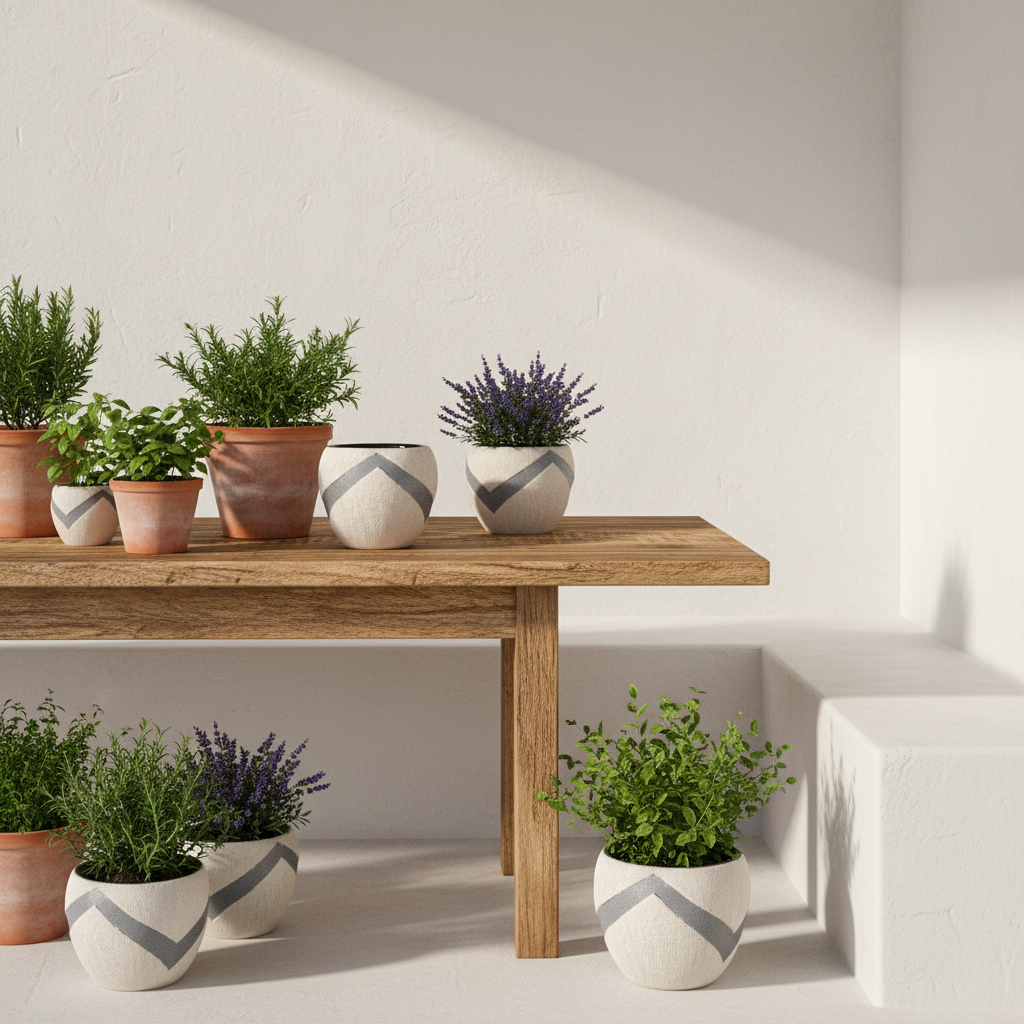 Porta Macetero Cerámica Texturado Bicolor 15cm - Diseño Artesanal Porta Macetero Frank Home Chile