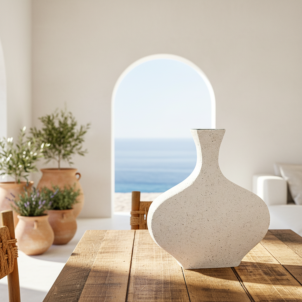 Florero Ánfora Cerámica Texturada Blanca 30.5cm | Frank Home Decoración Frank Home Chile