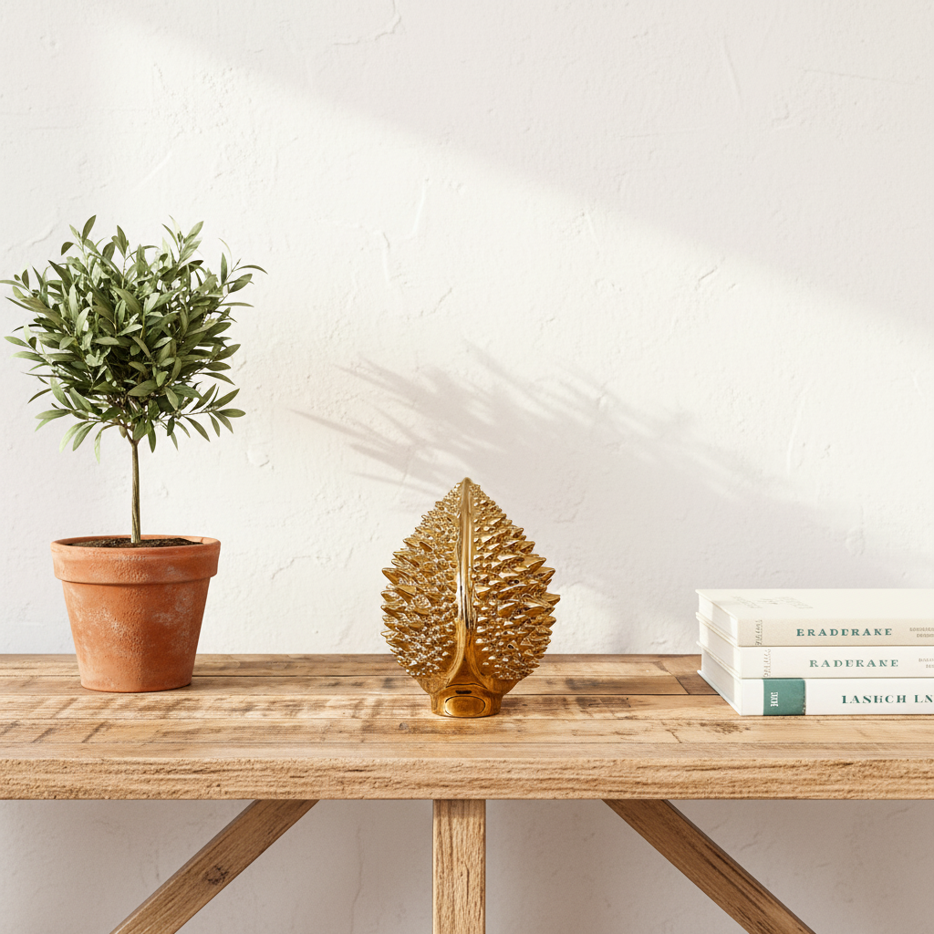 Adorno Piña Cerámica Blanco y Dorado 20cm - Estilo Siciliano Adorno Frank Home Chile