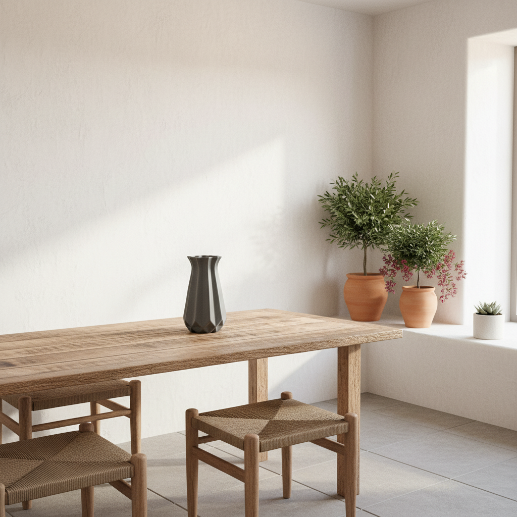 Florero Geométrico Cerámica Café o Gris - Diseño Moderno Florero Frank Home Chile