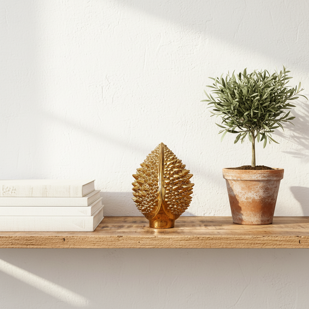 Adorno Piña Cerámica Blanco y Dorado 20cm - Estilo Siciliano Adorno Frank Home Chile