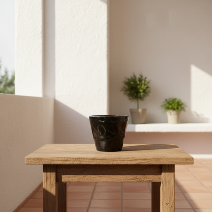 Porta Macetero Cerámica Esmaltada Negro Porta Macetero Frank Home Chile