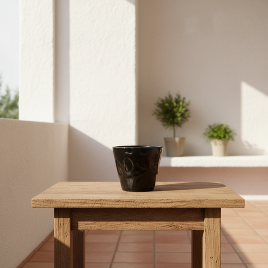 Porta Macetero Cerámica Esmaltada Negro Porta Macetero Frank Home Chile