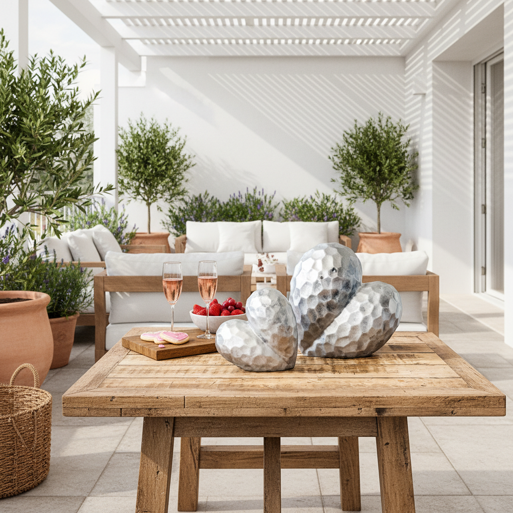 Adorno Corazón Cerámica Esmaltado Envejecido Metálico Facetado Adorno Frank Home Chile