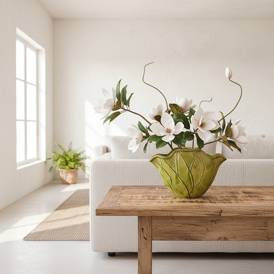 Florero Cerámica Esmaltada Verde Florero Frank Home Chile