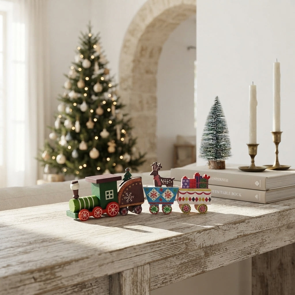Tren Decorativo de Madera Navideño 20 cm Adorno Frank Home Chile