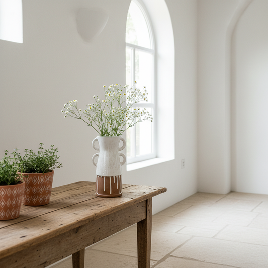 Jarrón Rústico Bicolor Asas Jarrón Frank Home Chile