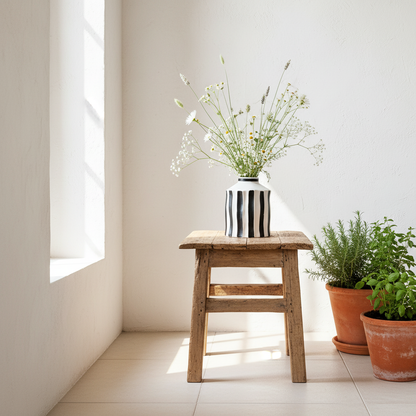 Florero Cerámica Listado Blanco Negro Florero Frank Home Chile