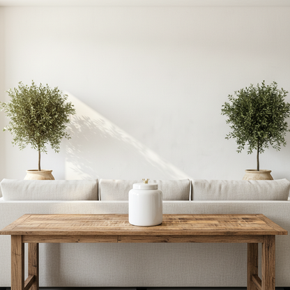 Ánfora Cerámica Esmaltada Blanca Tapa con Corona Anfora Frank Home Chile