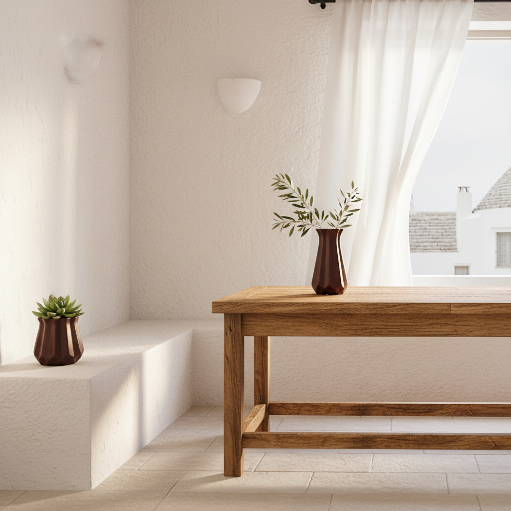 Florero Geométrico Cerámica Café o Gris - Diseño Moderno Marrón Florero Frank Home Chile