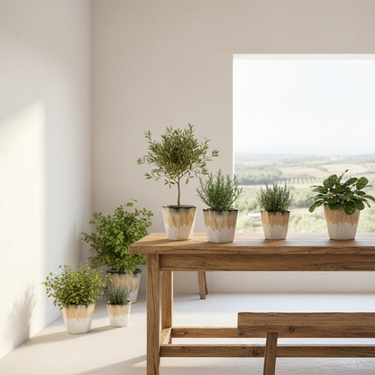 Porta Macetero Hexagonal Cerámica Esmaltada 16.5cm Porta Macetero Frank Home Chile