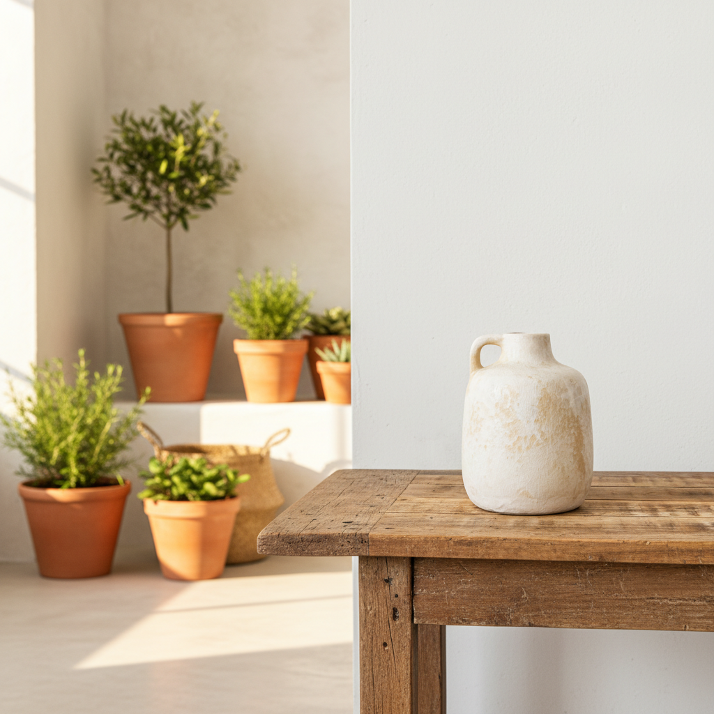 Jarra Decorativa Cerámica Esmaltada Rústica Jarrón Frank Home Chile