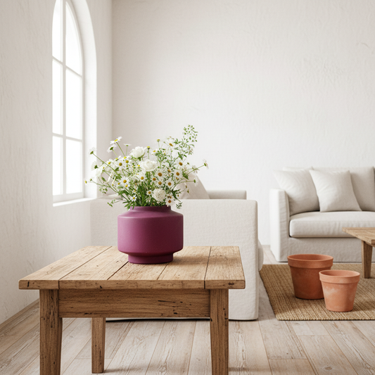 Florero Cerámica Mate Burdeo 15x13 cm Florero Frank Home Chile