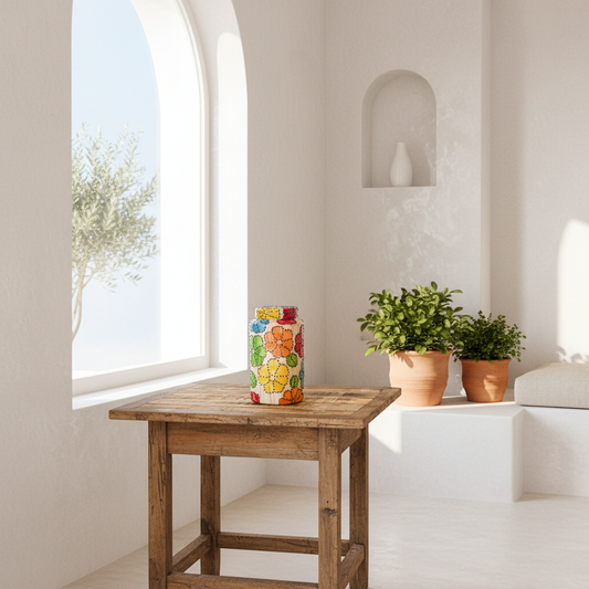 Ánfora Cerámica Floreada Anfora Frank Home Chile