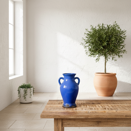 Jarrón Vasija Cerámica Esmaltada Asas Jarrón Frank Home Chile