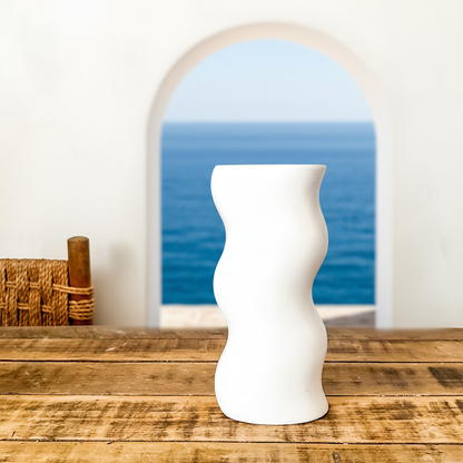 Florero Ondulado Cerámica 25cm Artesanal | Frank Home Florero Frank Home Chile