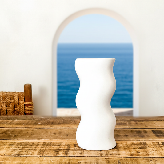 Florero Ondulado Cerámica 25cm Artesanal | Frank Home Florero Frank Home Chile