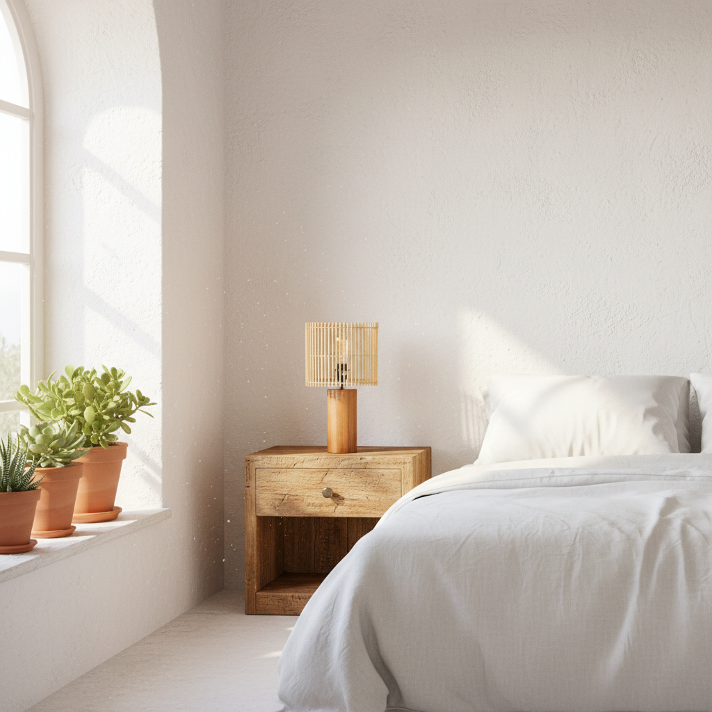 Lámpara Madera Pantalla Listones 48cm Lampara de mesa Frank Home Chile