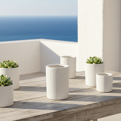 Jarrón Cilíndrico Cerámica Texturada Blanco 15cm - Diseño Minimalista Florero Frank Home Chile