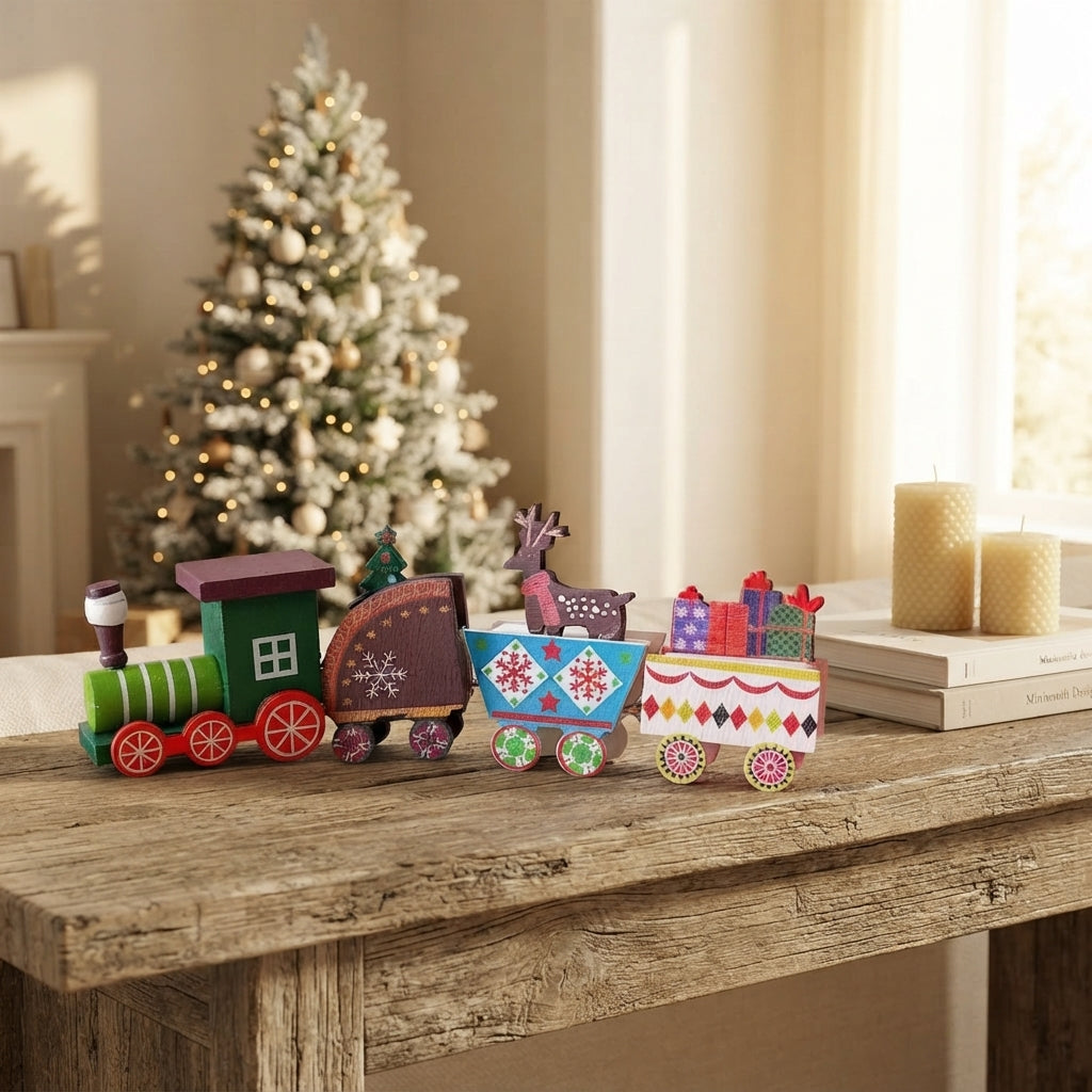 Tren Decorativo de Madera Navideño 20 cm Adorno Frank Home Chile