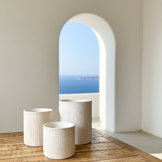 Bases Alzadoras Cerámica Texturada Blanca - 3 Tamaños Elegantes Adorno Frank Home Chile