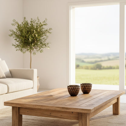 Set 2 Mini Porta Maceteros Cerámica Bronce 8cm Porta Macetero Frank Home Chile