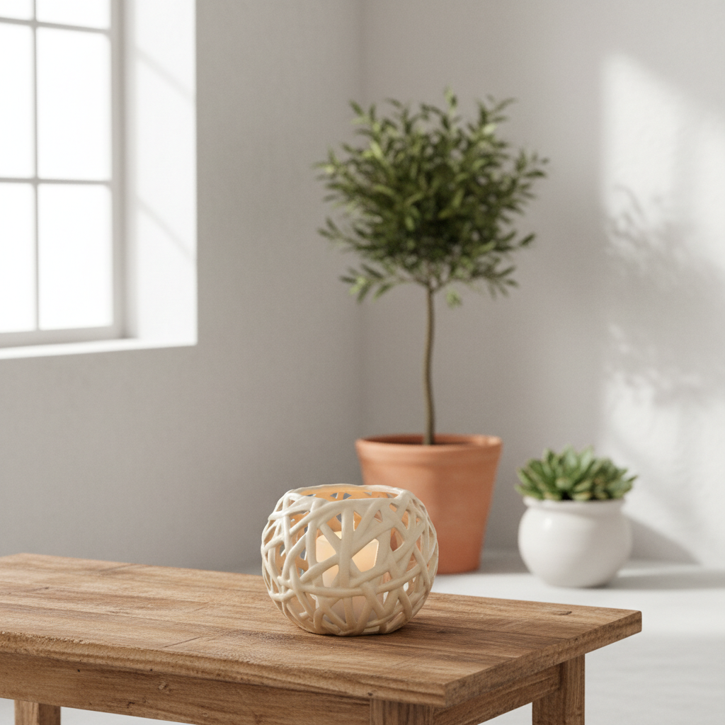 Contenedor Cerámica Tipo Malla Porta Vela Frank Home Chile